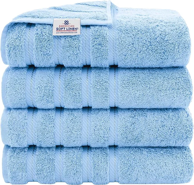 Official American Soft Linen Luxury 4 Piece Bath Towel Set 600 GSM Cotton Turkish Reliable