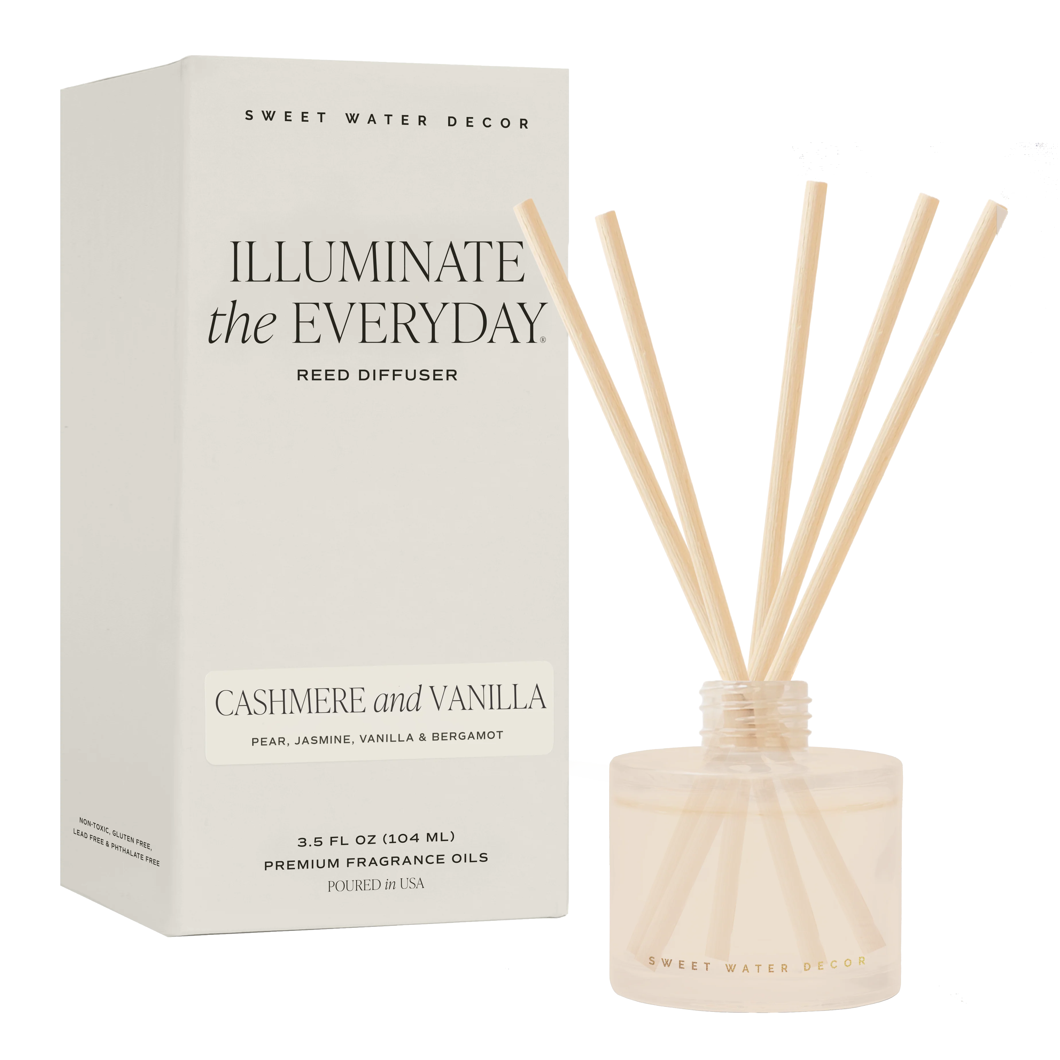 Eco-Friendly Cashmere and Vanilla White Translucent Tinted Glass Jar Reed Diffuser Excellent