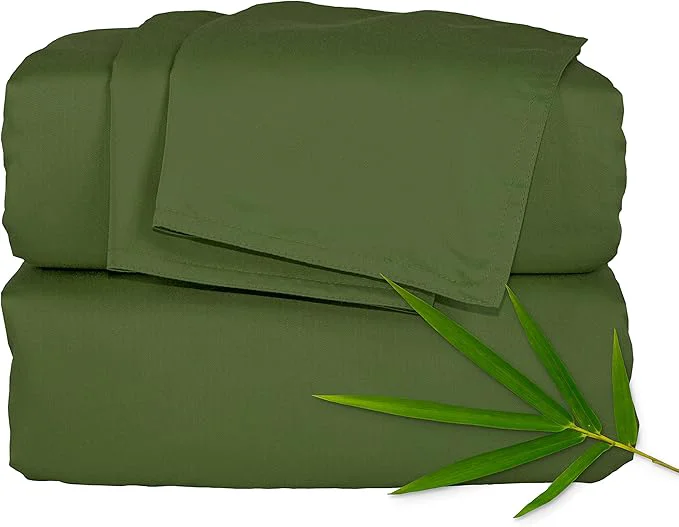 Crafted Pure Bamboo King Sheets Organic Viscose Derived from Bamboo Bed Sheet Set Luxuriously Soft amp Cooling Double Stitching 2 Year Quality Promise King Pesto Convenient