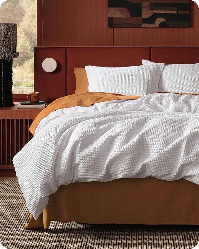 Long-Lasting Bedsure Cotton Duvet Cover King – Cotton Waffle Weave Bright White Duvet Cover King Size GentleSoft™ and Breathable Bedding Set for All Season 3 Pieces 104 quot x90 quot Authentic