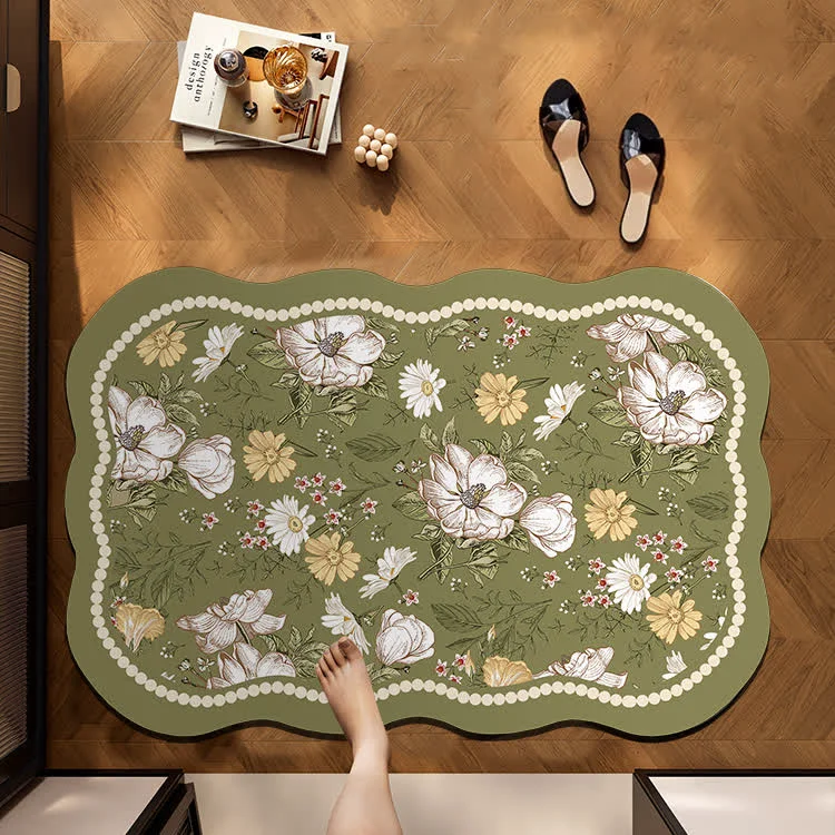 Elegant Ownkoti Retro Botanical Diatom Mud Anti-Slip Mat Traditional