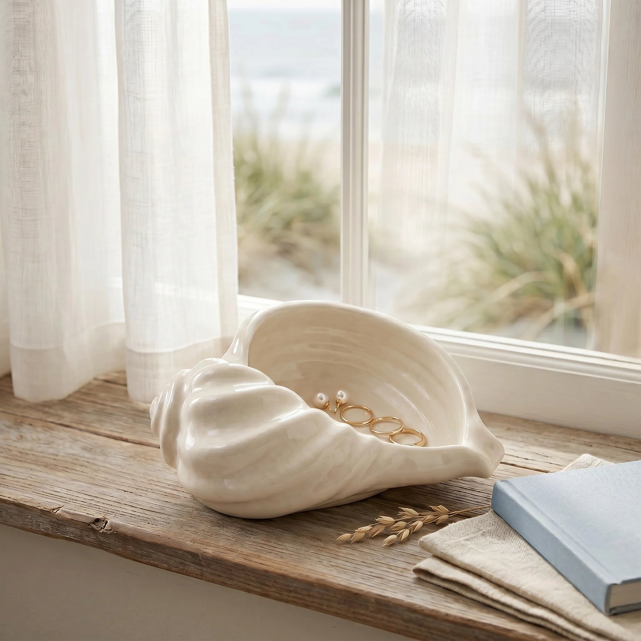 Quality Nautilus Shell Bowl Gypsum White 6.5 quot Consistent