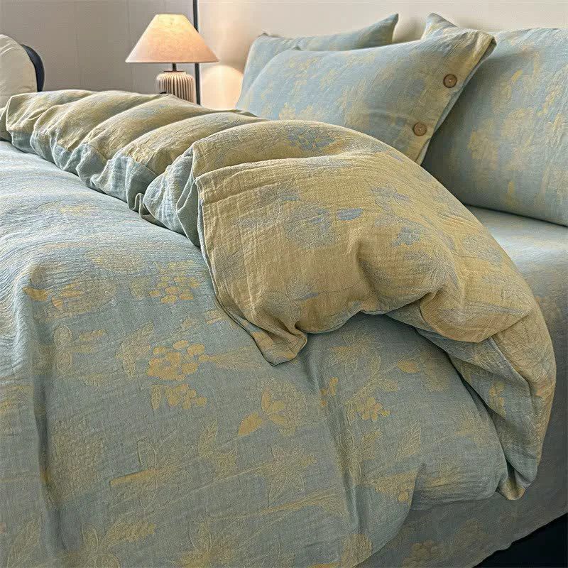 High-End Ownkoti Vintage Botanical Pure Cotton Gauze Bedding 4PCS Trusted