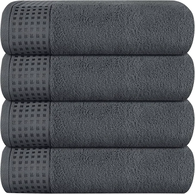 Sustainable GLAMBURG Ultra Soft 4 Pack Oversized Bath Towel Set 27×54 inches Cotton Authentic