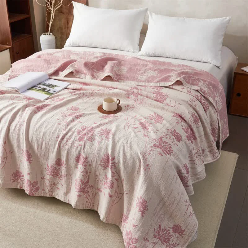 Convenient Ownkoti Elegant Floral Cotton Muslin Quilt Blanket Refined