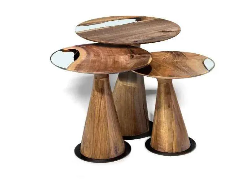 Enhanced Resin Nesting Tables – Versatile Zigzag Epoxy Coffee Table Set Relaxed