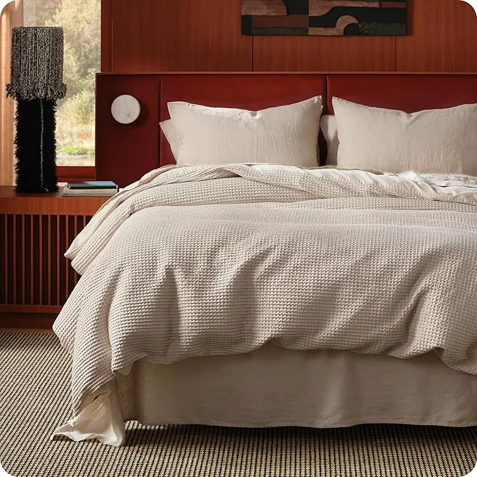 Functional Bedsure Cotton Duvet Cover Queen Size – Cotton Waffle Weave Linen Duvet Cover PureWoven Textured Breathable Bedding Comforter Cover for All Season 1 Duvet Cover Only 90 quot x90 quot Fast