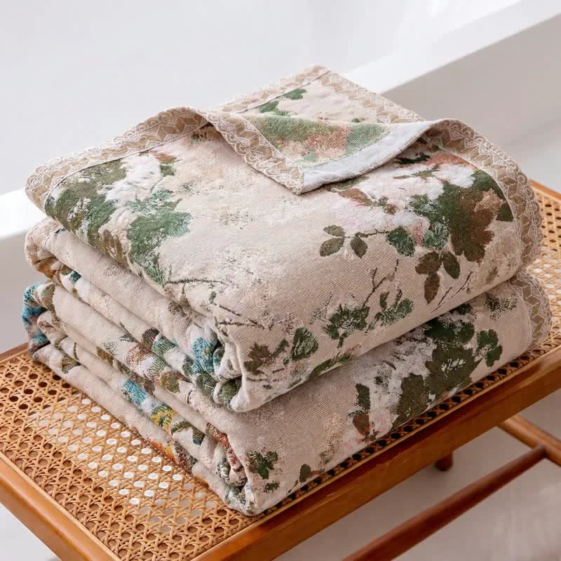 Soft Ownkoti Cottagecore Floral Cotton Gauze Quilt Blanket Relaxed