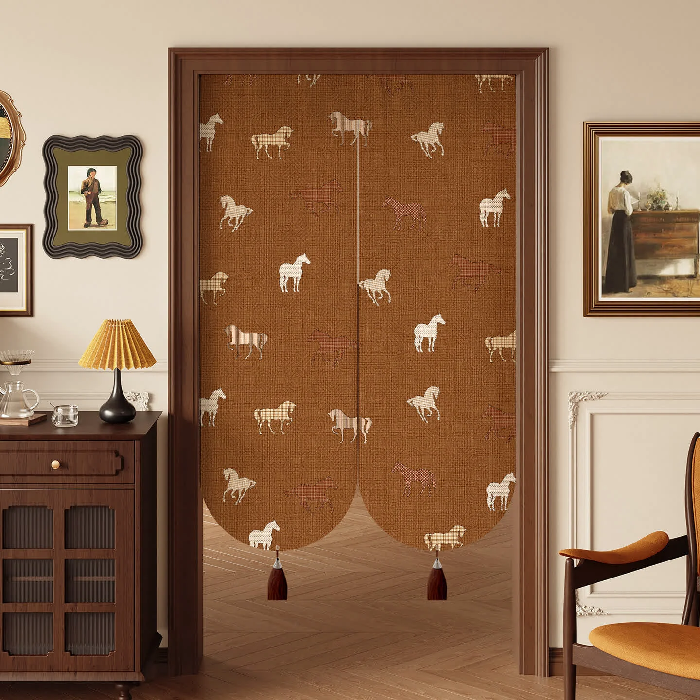 Organic Ownkoti Brown Equestrian Room Divider Door Curtain Soft