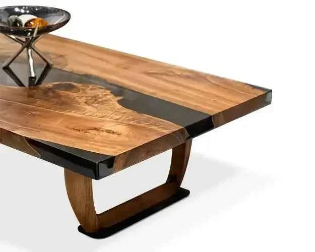 High-Quality Resin Coffee Table With Walnut Legs Safe