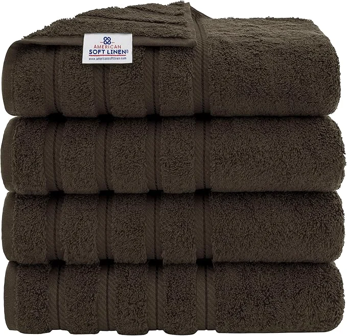 Practical American Soft Linen Luxury 4 Piece Bath Towels 600 GSM Cotton Turkish Contemporary