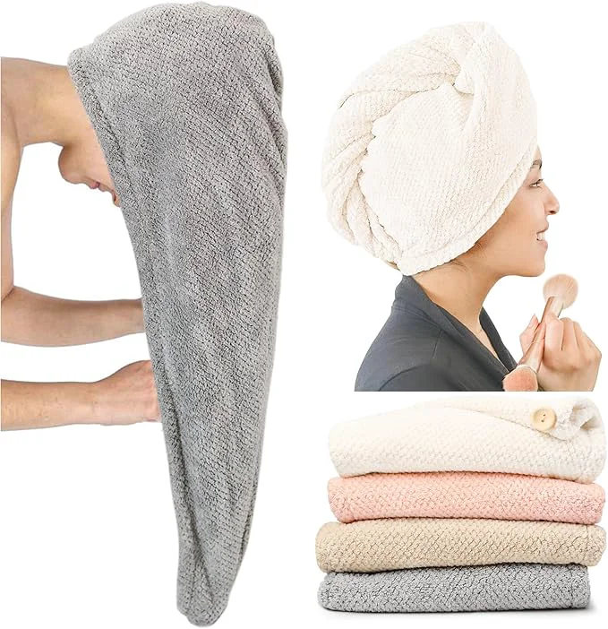 Trendy ROLSHOL Extra Large 4 Pack Microfiber Hair Towel Wrap Fashionable