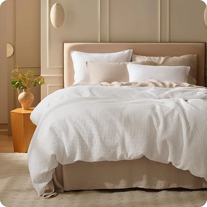 Comfortable Bedsure Cotton Duvet Cover Queen Size – Cotton Waffle Weave Coconut White Duvet Cover PureWoven Textured Breathable Bedding Comforter Cover for All Season 1 Duvet Cover Only 90 quot x90 quot Stylish