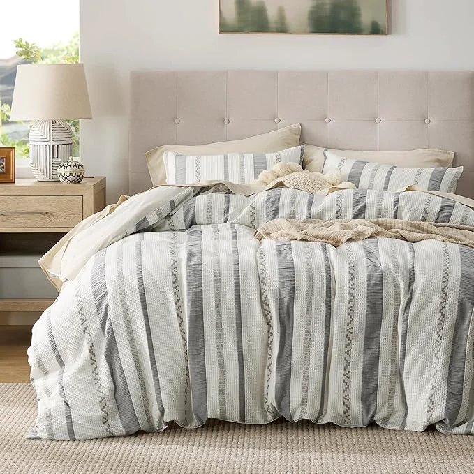 Specialty Bedsure Waffle Weave Duvet Cover Queen – Cotton Boho Duvet Cover Set with 2 Pillowcases – Extra Soft Cream White Textured Comforter Cover with Zipper Closure Queen 90 quot x90 quot High-Grade
