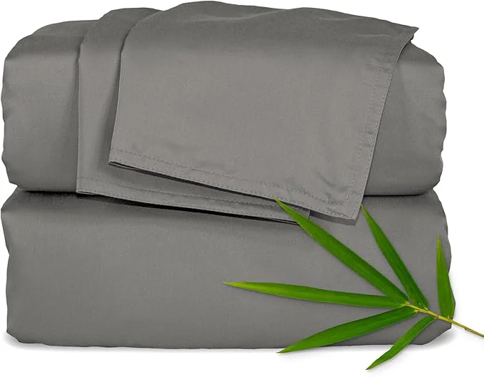 Convenient Pure Bamboo Twin XL Sheets Organic Viscose Derived from Bamboo Bed Sheet Set Luxuriously Soft amp Cooling Double Stitching 2 Year Quality Promise Twin XL Graphite Contemporary