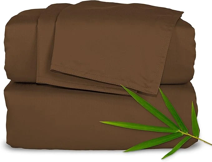 Eco-Friendly Pure Bamboo King Sheets Organic Viscose Derived from Bamboo Bed Sheet Set Luxuriously Soft amp Cooling Double Stitching 2 Year Quality Promise King Coconut Husk Prestigious