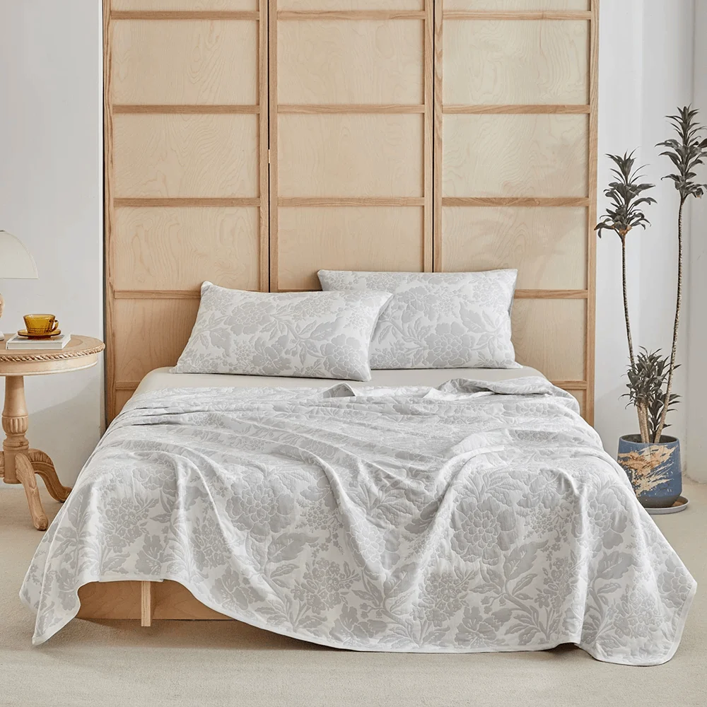 Crafted Ownkoti Cotton Simple Peony Jacquard Bedding Set Fine
