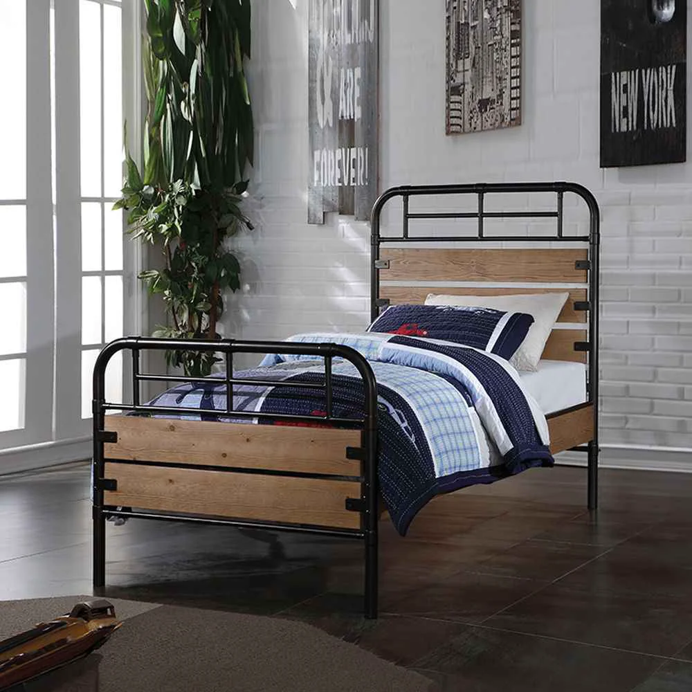 Versatile Adams – Twin Bed – Antique Oak amp Black Professional