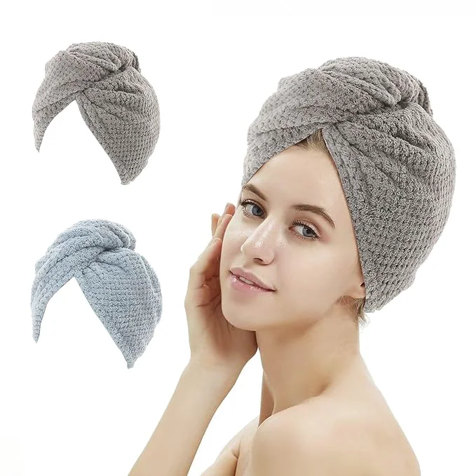 Optimized M-l 2 Pack Absorbent Microfiber Hair Towel Wrap Anti-frizz Hair Drying Practical