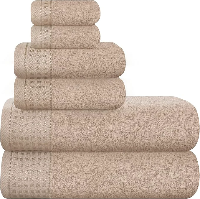 Original Design GLAMBURG Cotton Ultra Soft 6 Pack Towel Set Contains 2 Bath Towels 28×55 Crafted
