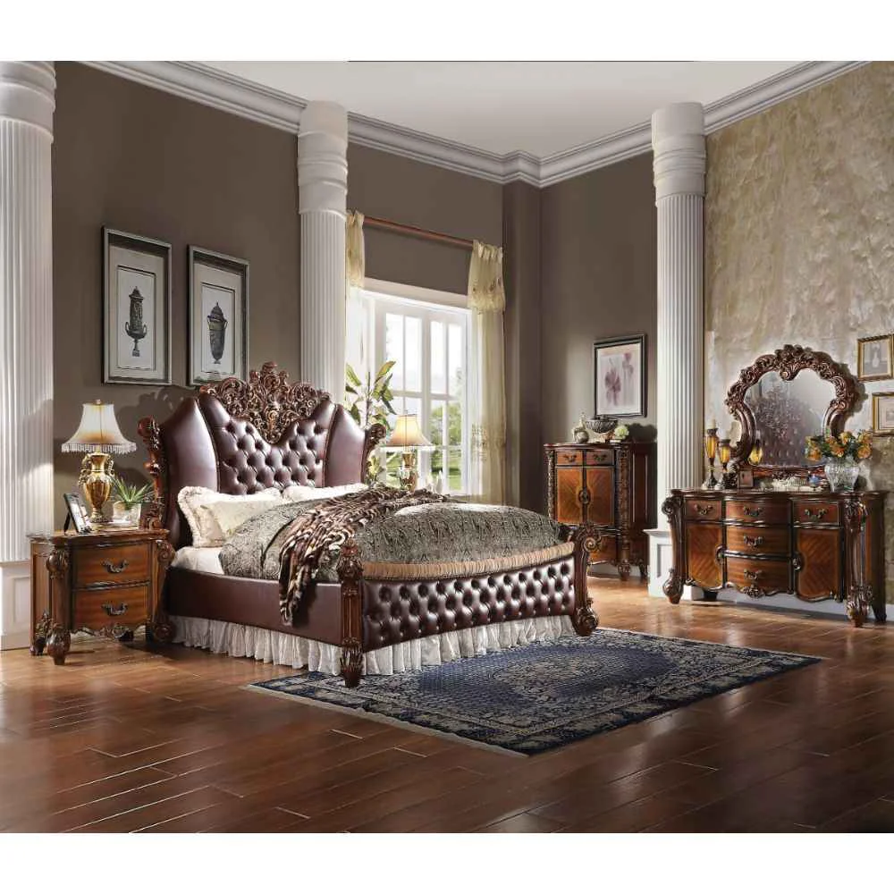 Premium Material Vendome II – Queen Bed – PU amp Cherry Lightweight