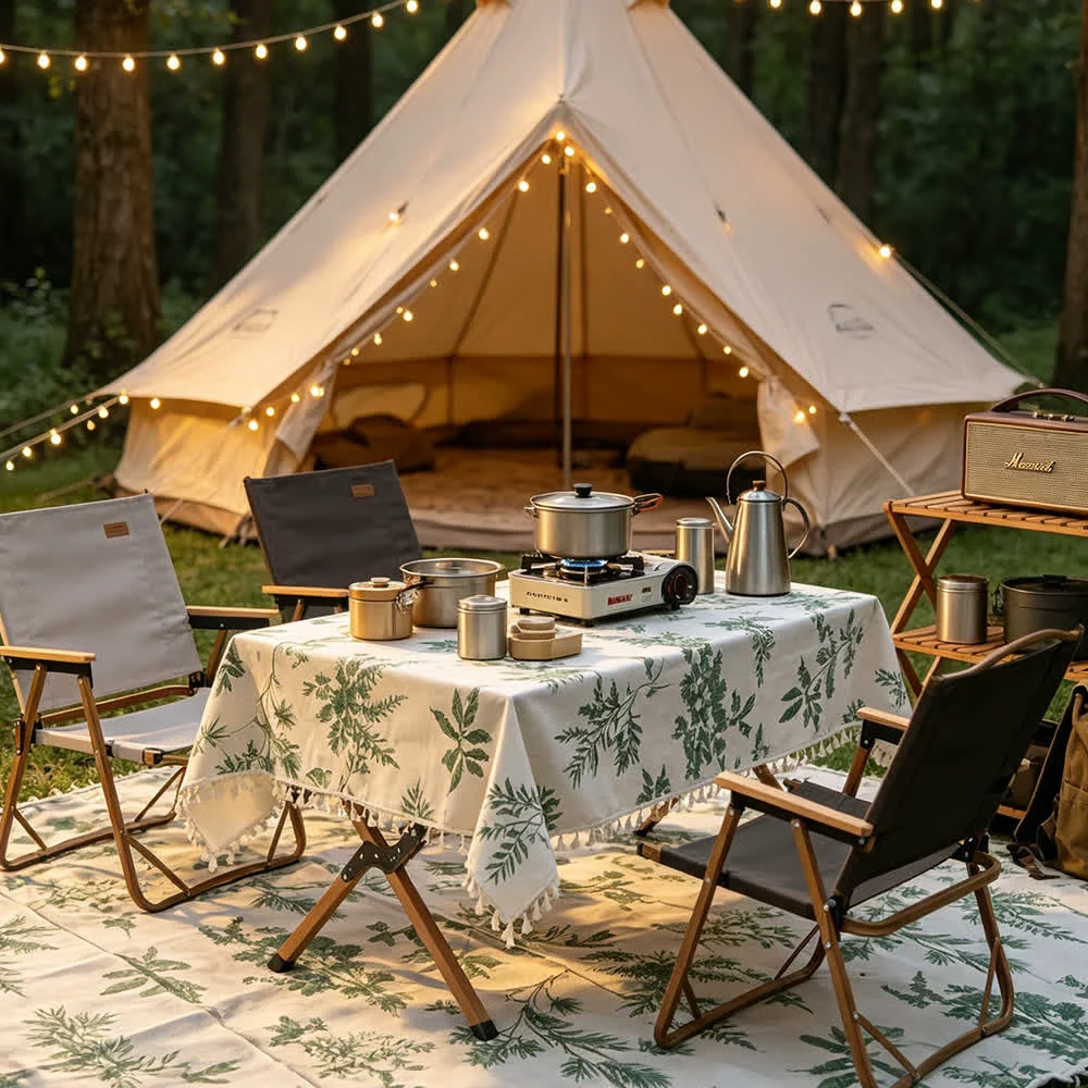Consistent Ownkoti Vintage Forest Print Picnic Blanket with Tassels Practical