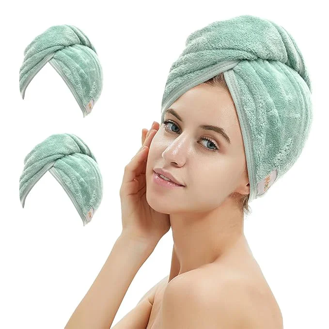 Prestigious M-l 2 Pack Microfiber Hair Towel Wrap Hair Drying Towel Flexible