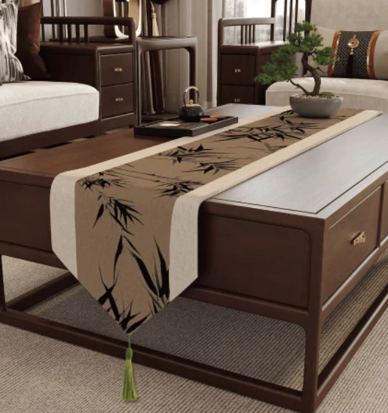 Prestigious Ownkoti Brown Ink-Wash Bamboo Table Runner Smart
