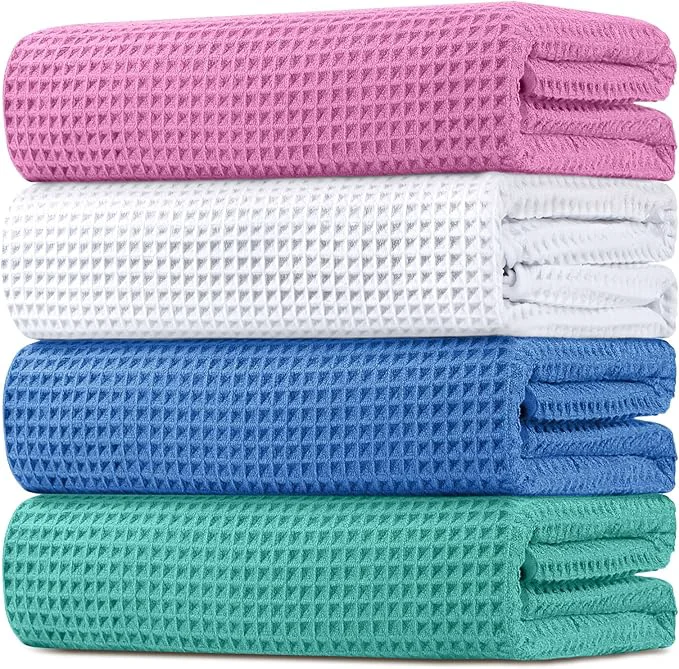 Trusted HOMEXCEL Waffle Bath Towels 4 Pack Premium Microfiber Beach Towels Ultra Soft Minimalist