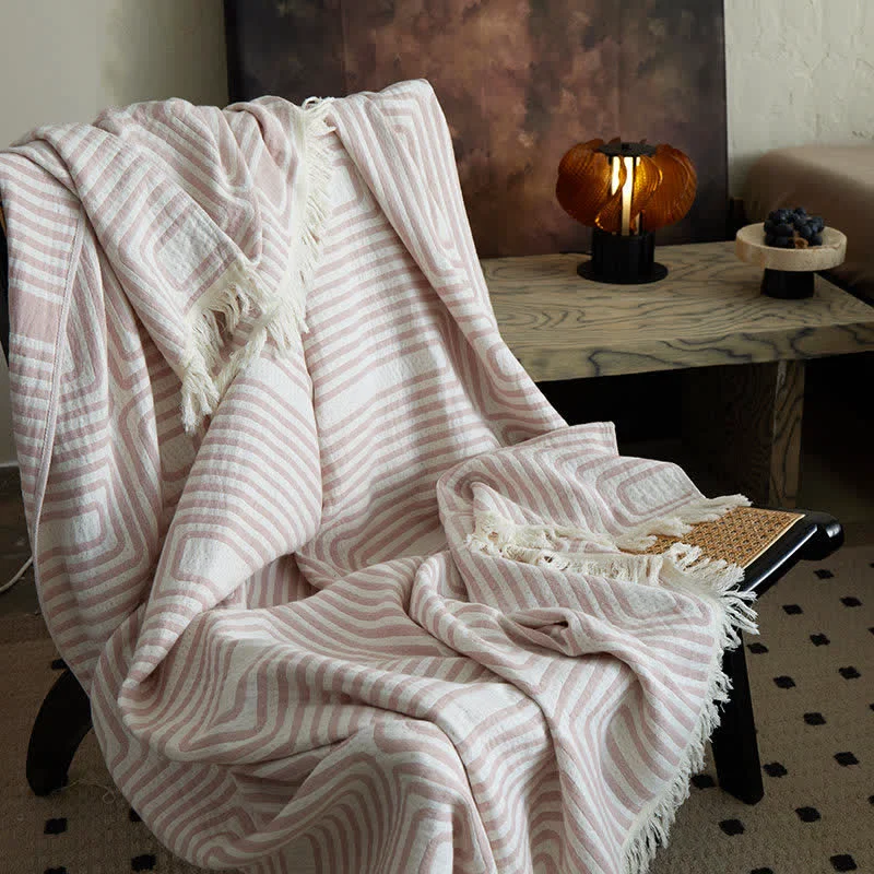 Outstanding Ownkoti Geometric Labyrinth Pattern Cotton Gauze Blanket Traditional