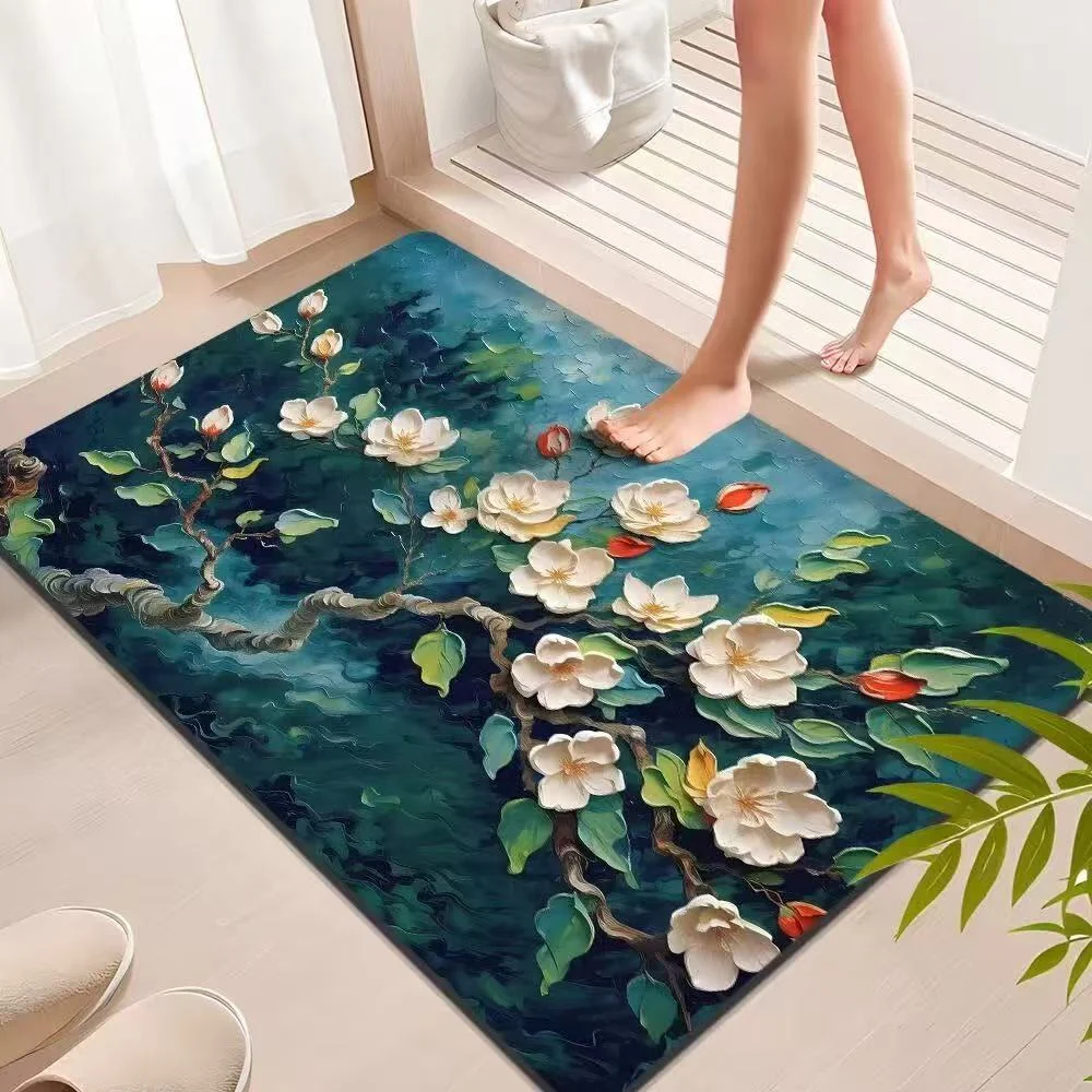Elite Ownkoti Impressionist Magnolia Bathroom Rug Official