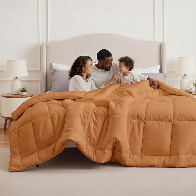 Traditional Bedsure Comforter Duvet Insert – Quilted Comforters Oversized King Size All Season Duvet GentleSoft Down Bedding with 8 Tabs Gifts for Women Burnt Orange Oversized King 116×98 Inche High-End