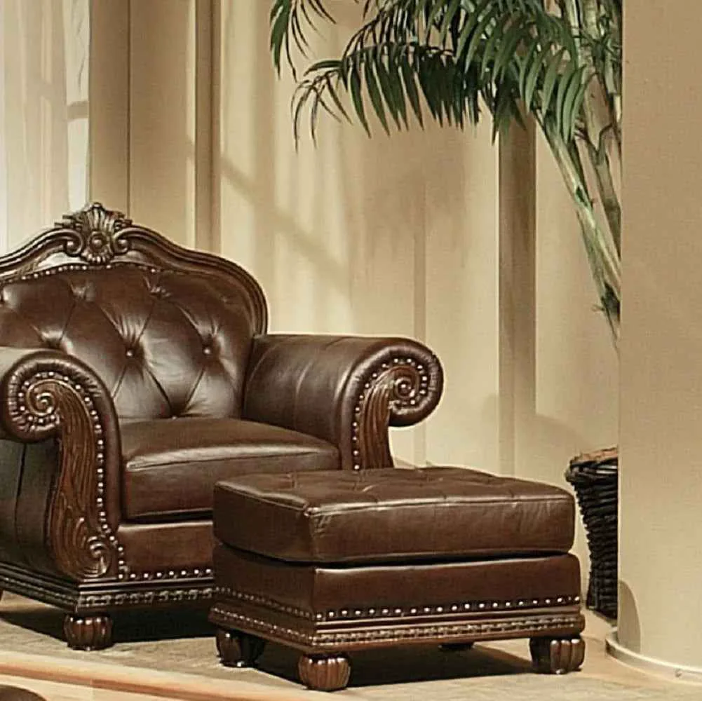 Effective Anondale – Ottoman – Espresso Top Grain Leather Match amp Cherry Prestigious