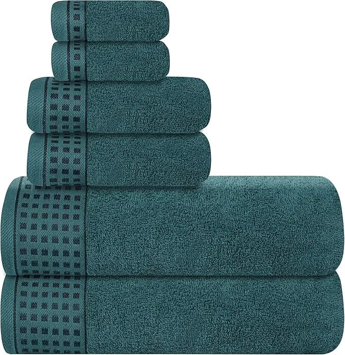 Outstanding GLAMBURG Cotton Ultra Soft 6 Pack Towel Set Contains 2 Bath Towels 28×55 Practical