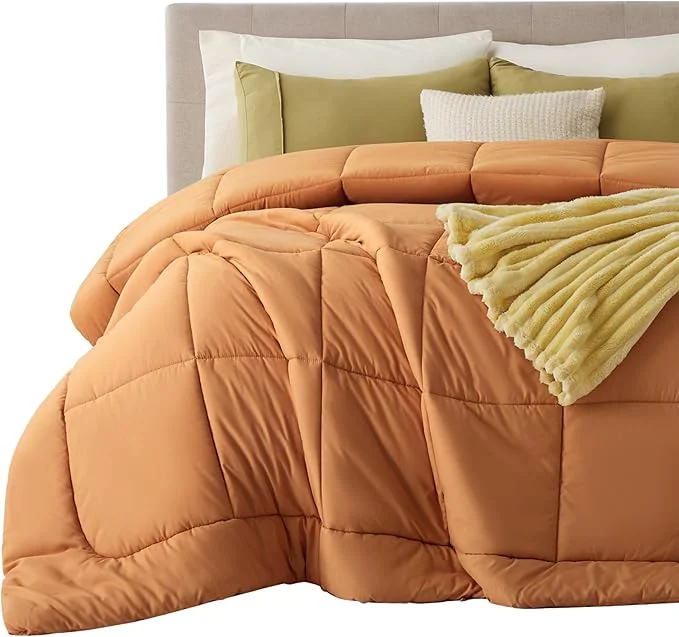 Elegant Bedsure Comforter Duvet Insert – Quilted Comforters King Size All Season Duvet GentleSoft Down Bedding Blanket with 8 Tabs Gifts for Women Men Burnt Orange King 90 x 102 Inches Efficient