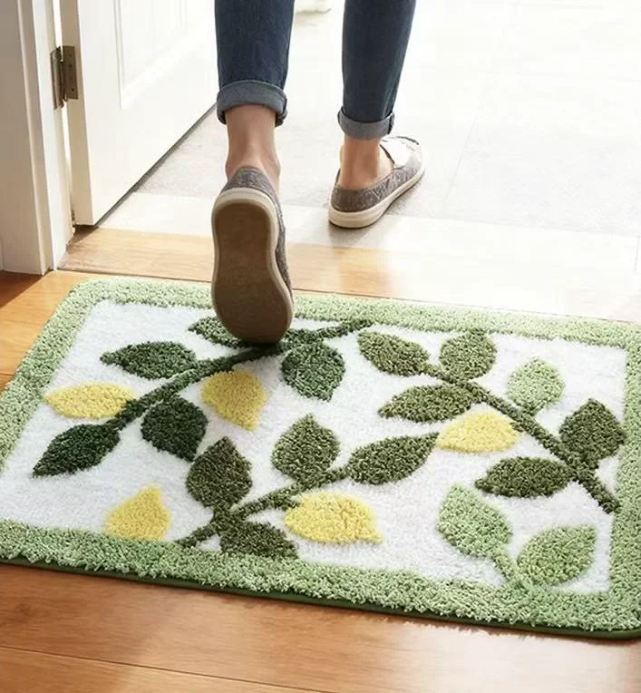 Carefully Designed Ownkoti Multi-Tone Leaf Tufted Bathroom Rug Fine Crafted