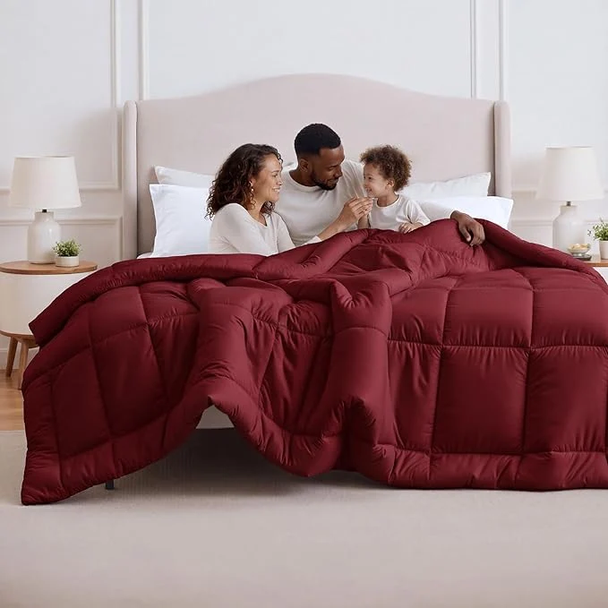 Outstanding Bedsure Comforter Duvet Insert – Quilted Comforters Oversize Queen Size All Season Duvet GentleSoft Down Bedding Blanket with 8 Tabs Gifts for Women Men Red Oversize Queen 98×98 High-Quality