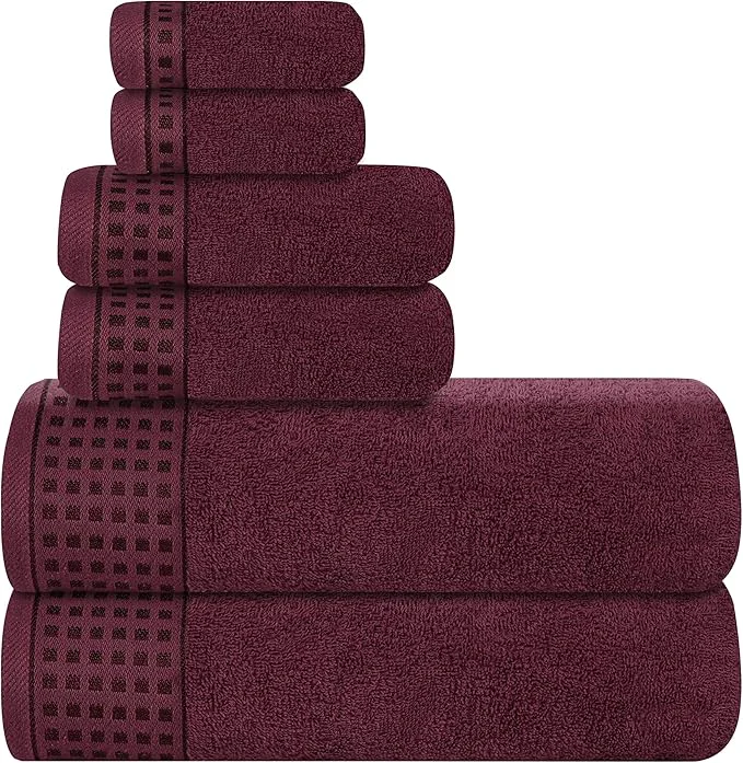 Healthy GLAMBURG Cotton Ultra Soft 6 Pack Towel Set Contains 2 Bath Towels 28×55 Flexible