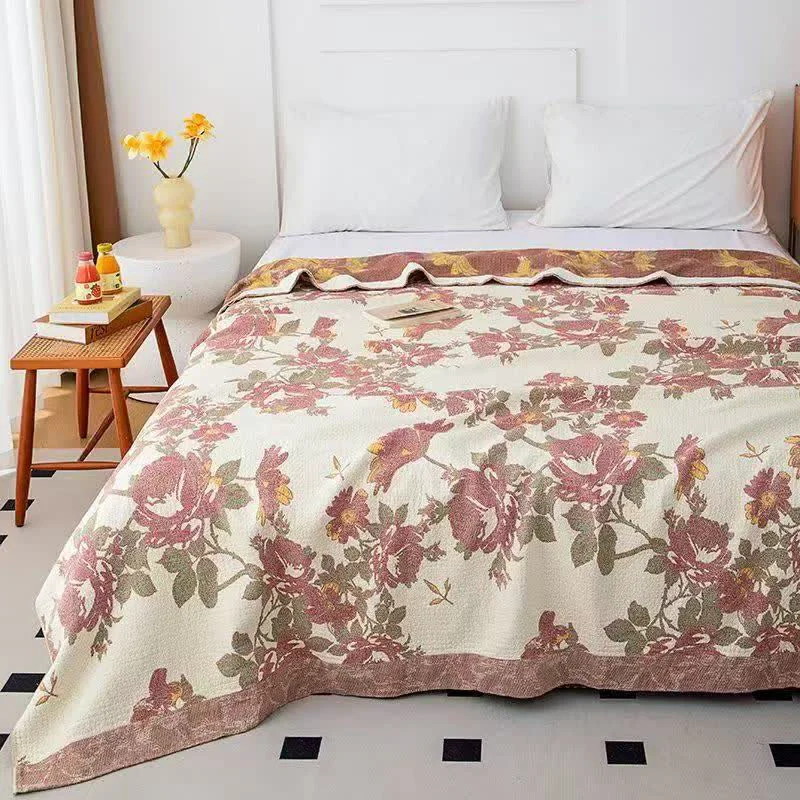 Organic Ownkoti Vintage Rose Floral Cotton Gauze Quilt Casual