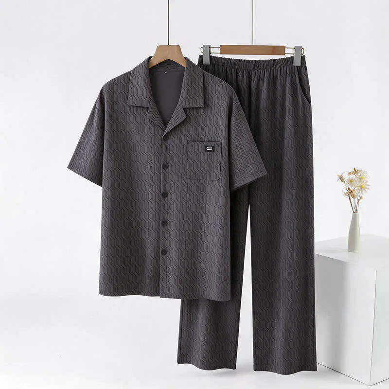 Recyclable Ownkoti Cotton Embossed Geometric Chain Loungewear Set Easy-to-Use