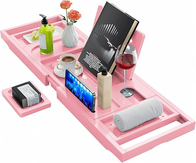Soft Premium Bathtub Tray Caddy Expandable Bath Tray Unique House Warming Gifts Premium Material