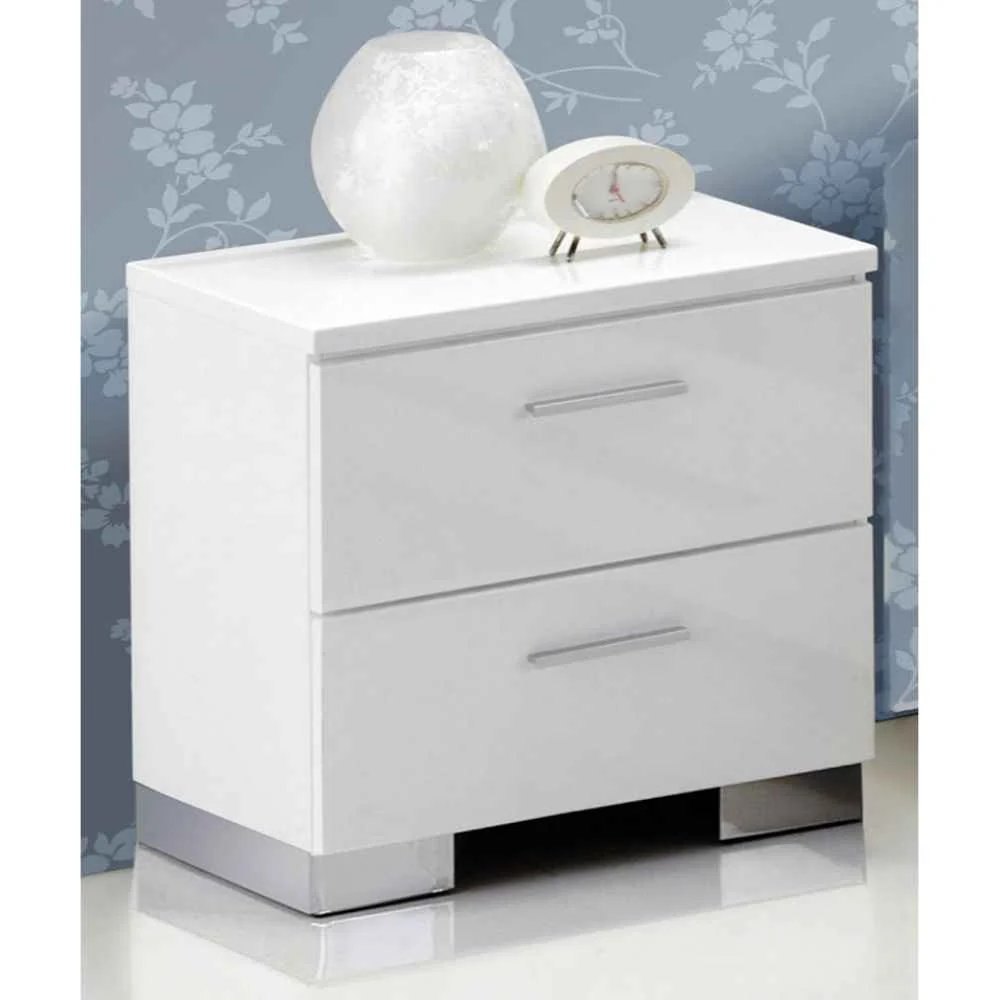 High-End Lorimar – Nightstand – White amp Chrome Leg High-Quality