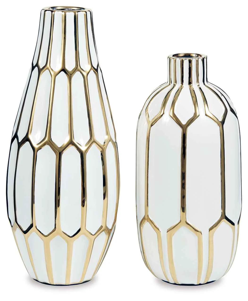 Exceptional Mohsen – Vase Set Set of 2 – Gold Finish White Dependable