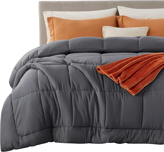 Exclusive Bedsure Comforter Duvet Insert – Quilted Comforters King Size All Season Duvet GentleSoft Down Bedding with 8 Tabs Gifts for Women Men Grey King 90 x 102 Inches Exceptional