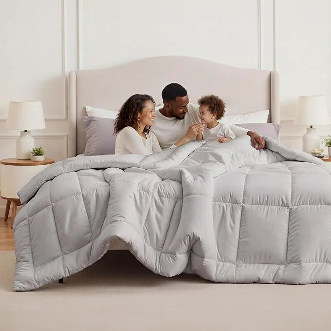 Premium Bedsure Comforter Duvet Insert – Quilted Comforters Oversized King All Season Duvet GentleSoft Down Bedding with 8 Tabs Gifts for Women Men Light Grey Oversized King 116 x 98 Inches Artisan