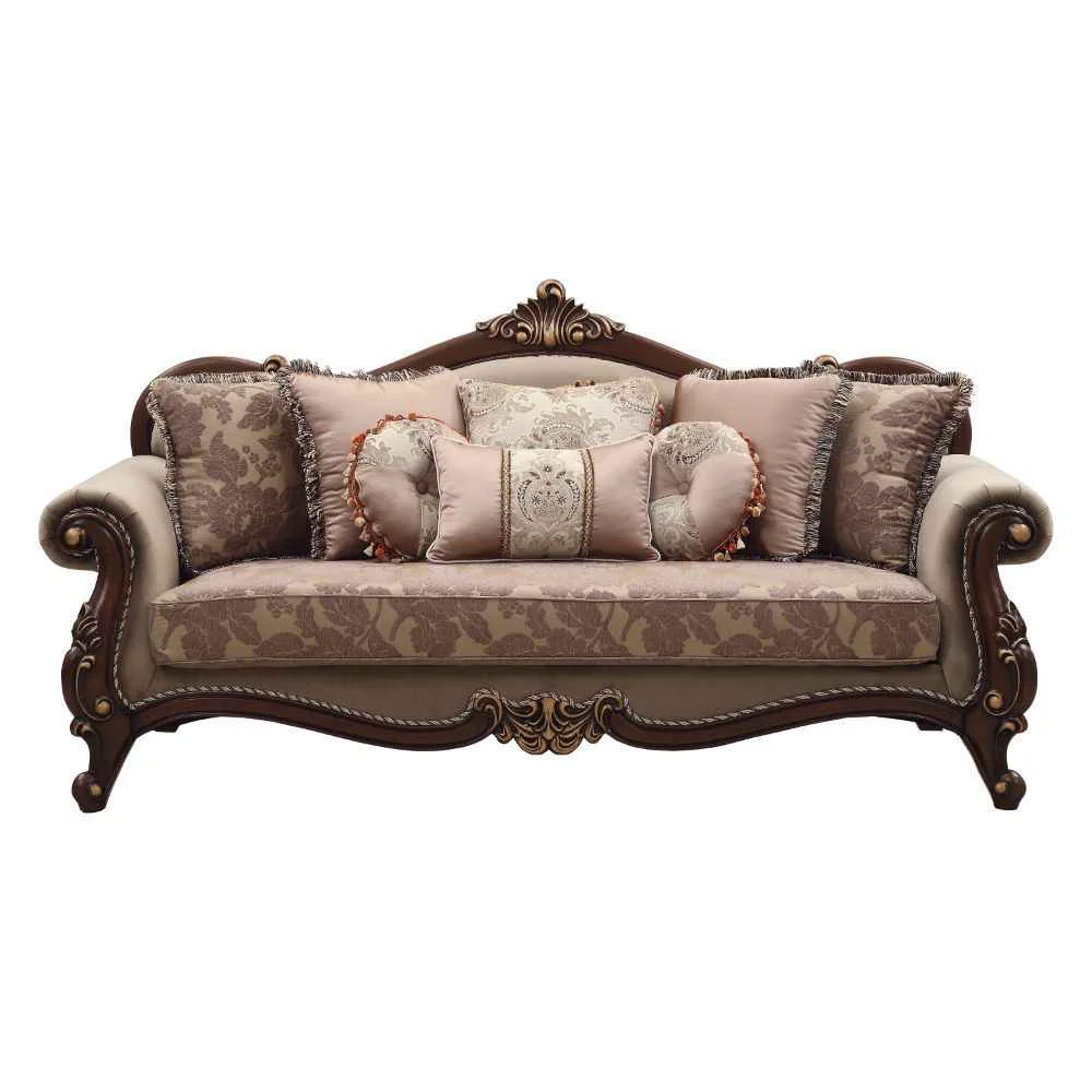 Excellent Mehadi – Sofa With 8 Pillows – Velvet amp Walnut Powerful