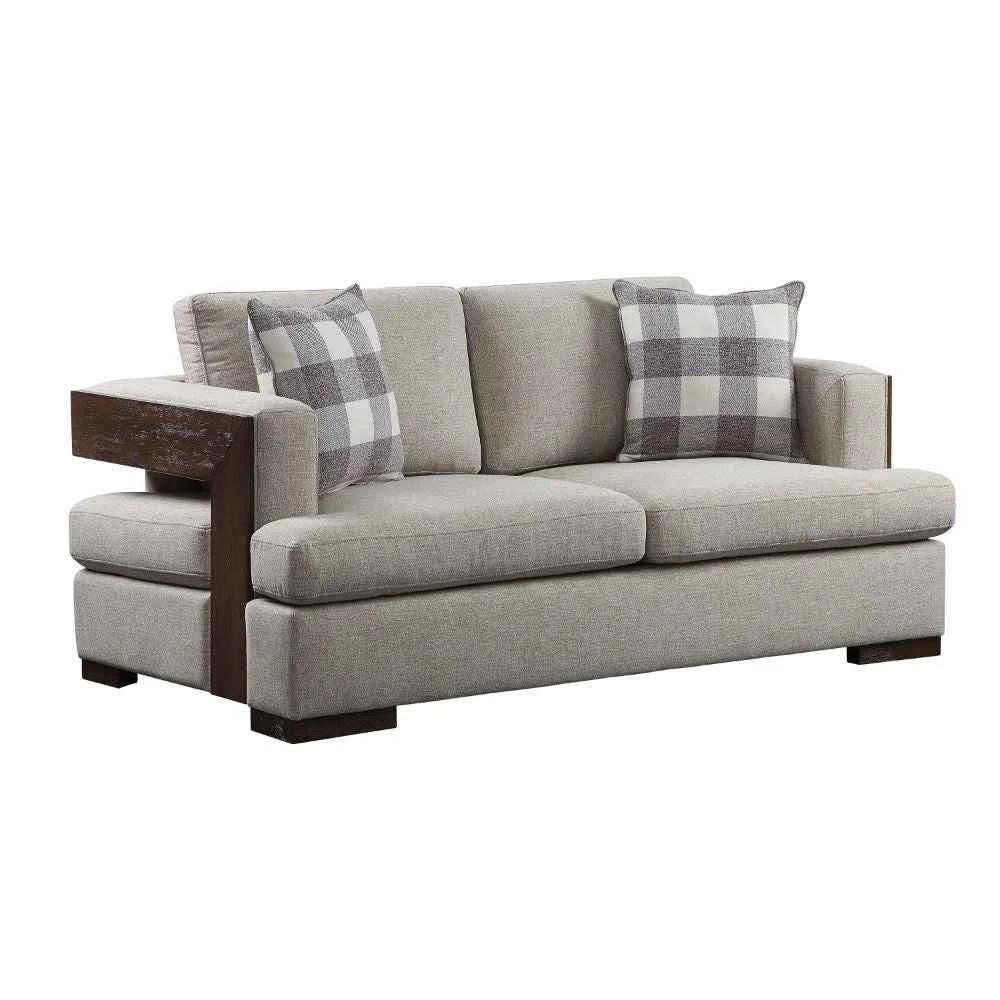 Soft Niamey – Loveseat With 2 Pillows – Fabric amp Walnut Durable
