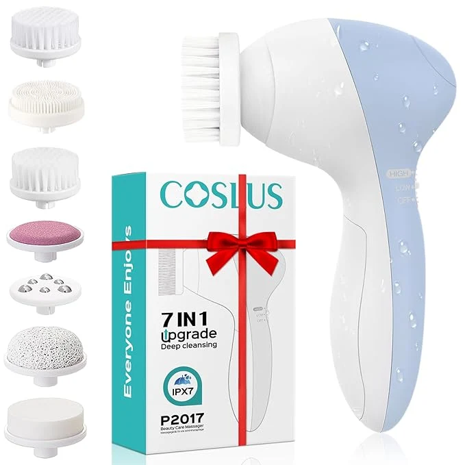 Proven COSLUS Facial Cleansing Brush Silicone Face Scrubber 7 in 1 FBS-D Electric Crafted