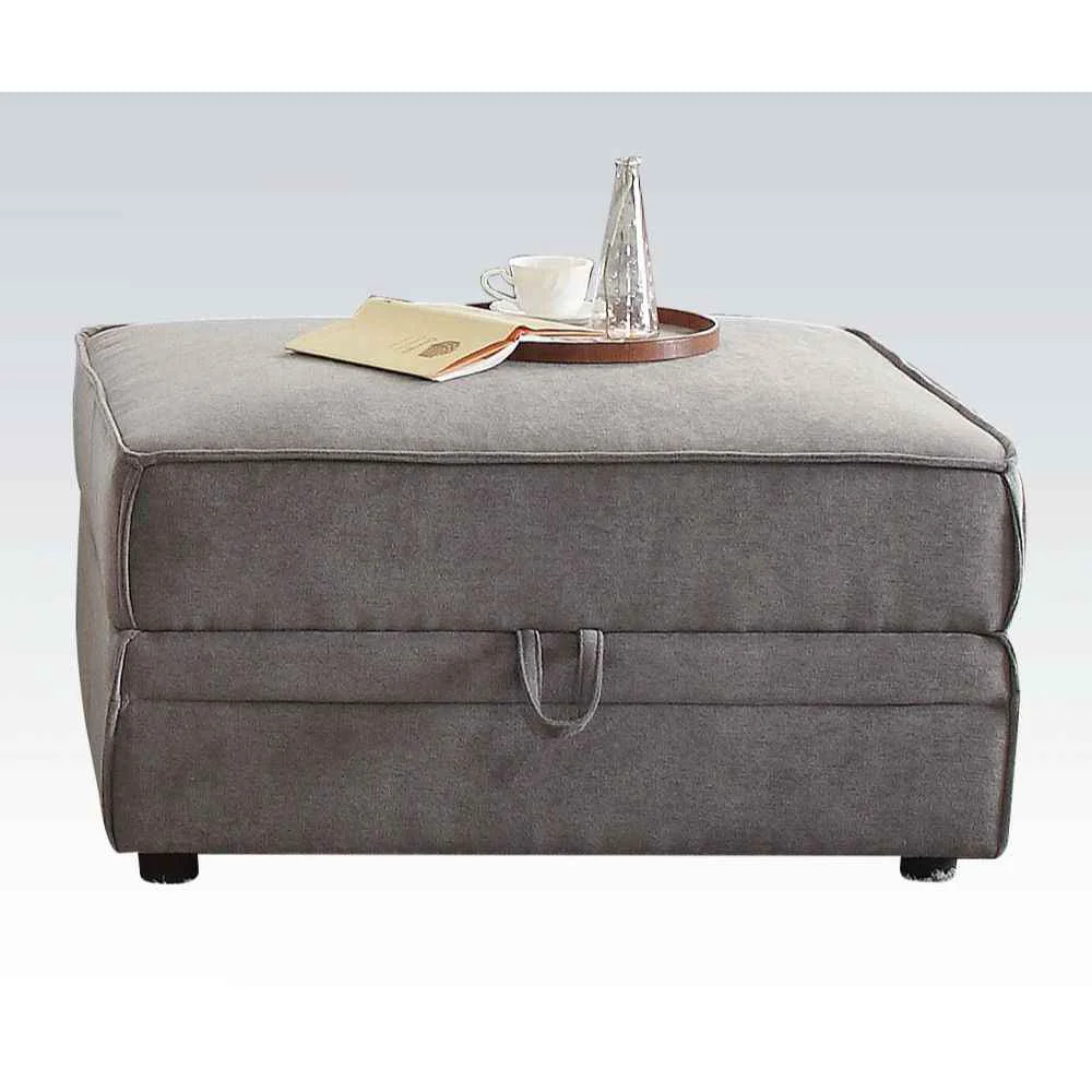 Convenient Bois – Ottoman With Storage – Gray Velvet Official