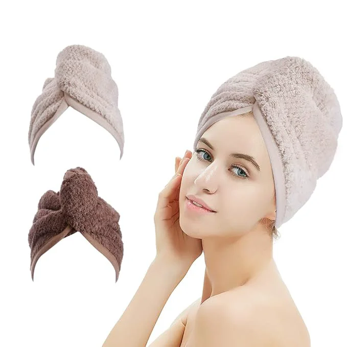 Advanced M-l 2 Pack Hair Drying Towels Hair Wrap Towels Absorbent Microfiber Hair Genuine